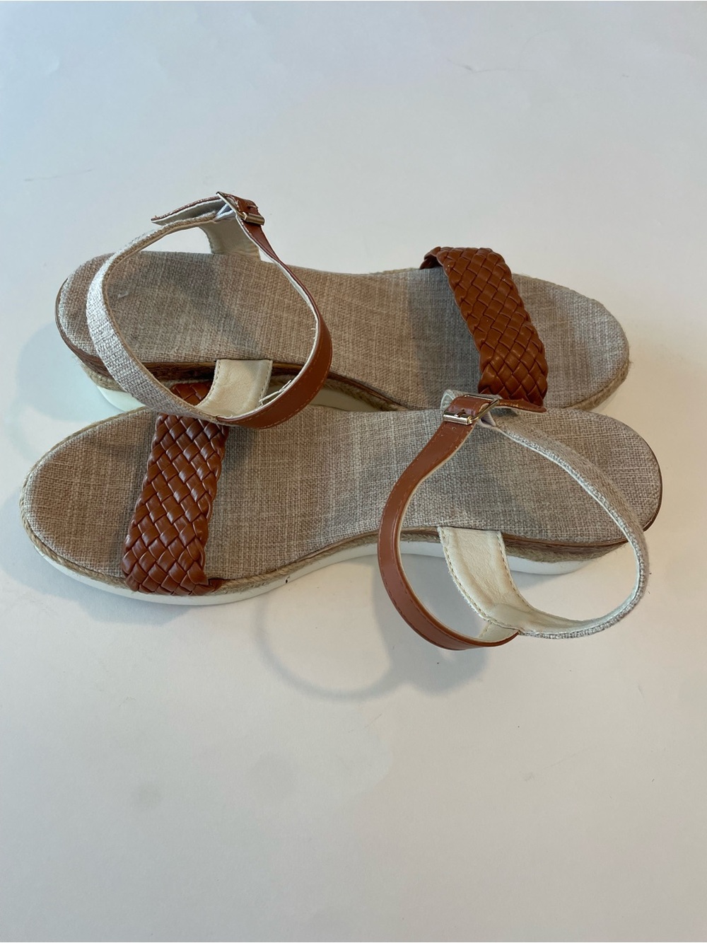Women’s Brown Woven Strap Wedge Sandals - Picture 2 of 6